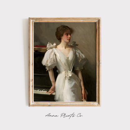 Vintage art print of Catherine Vlasto Portrait by Sargent displayed in wooden frame