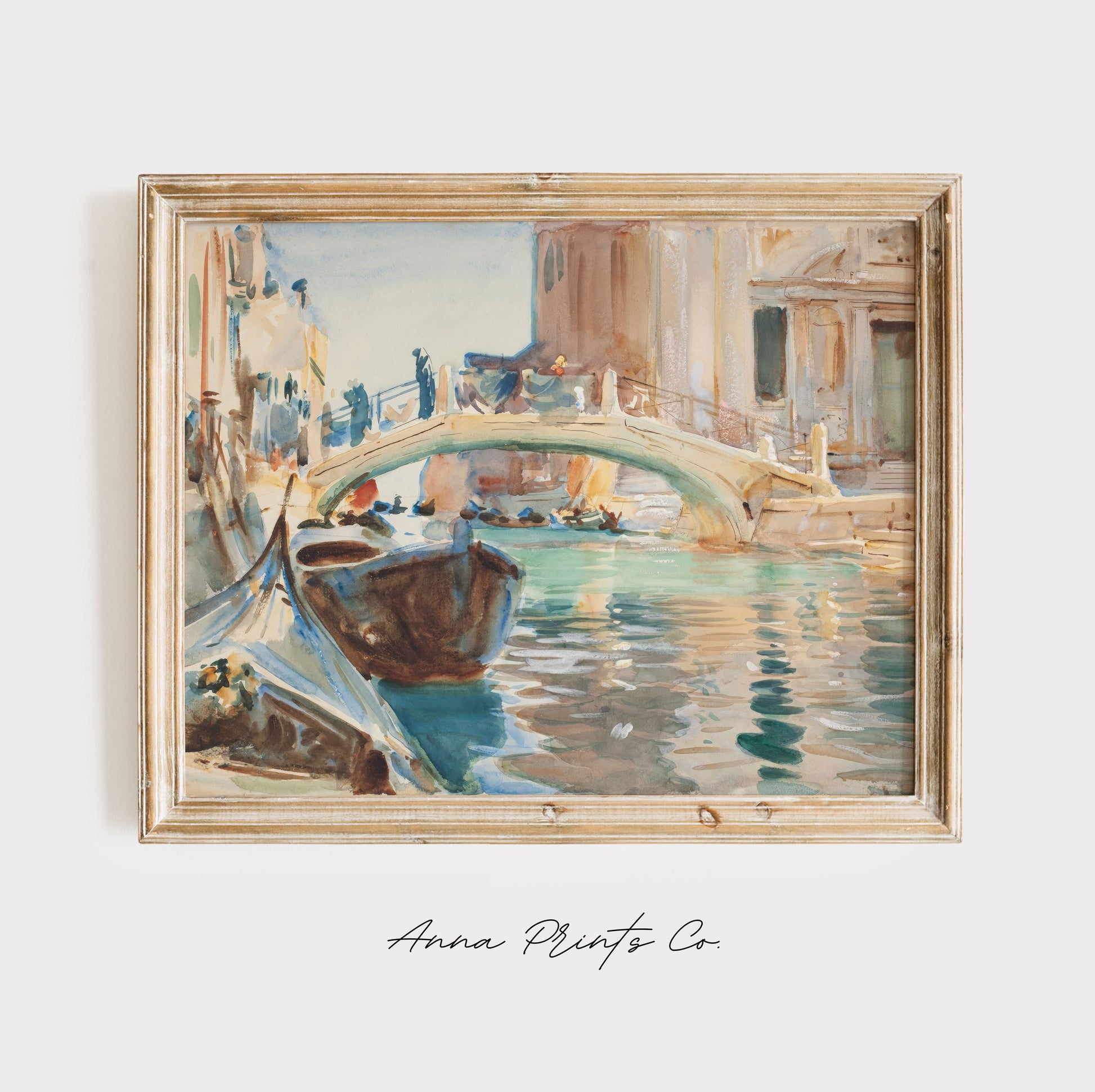 Vintage art print of San Giuseppe, Venice by Sargent displayed in wooden frame