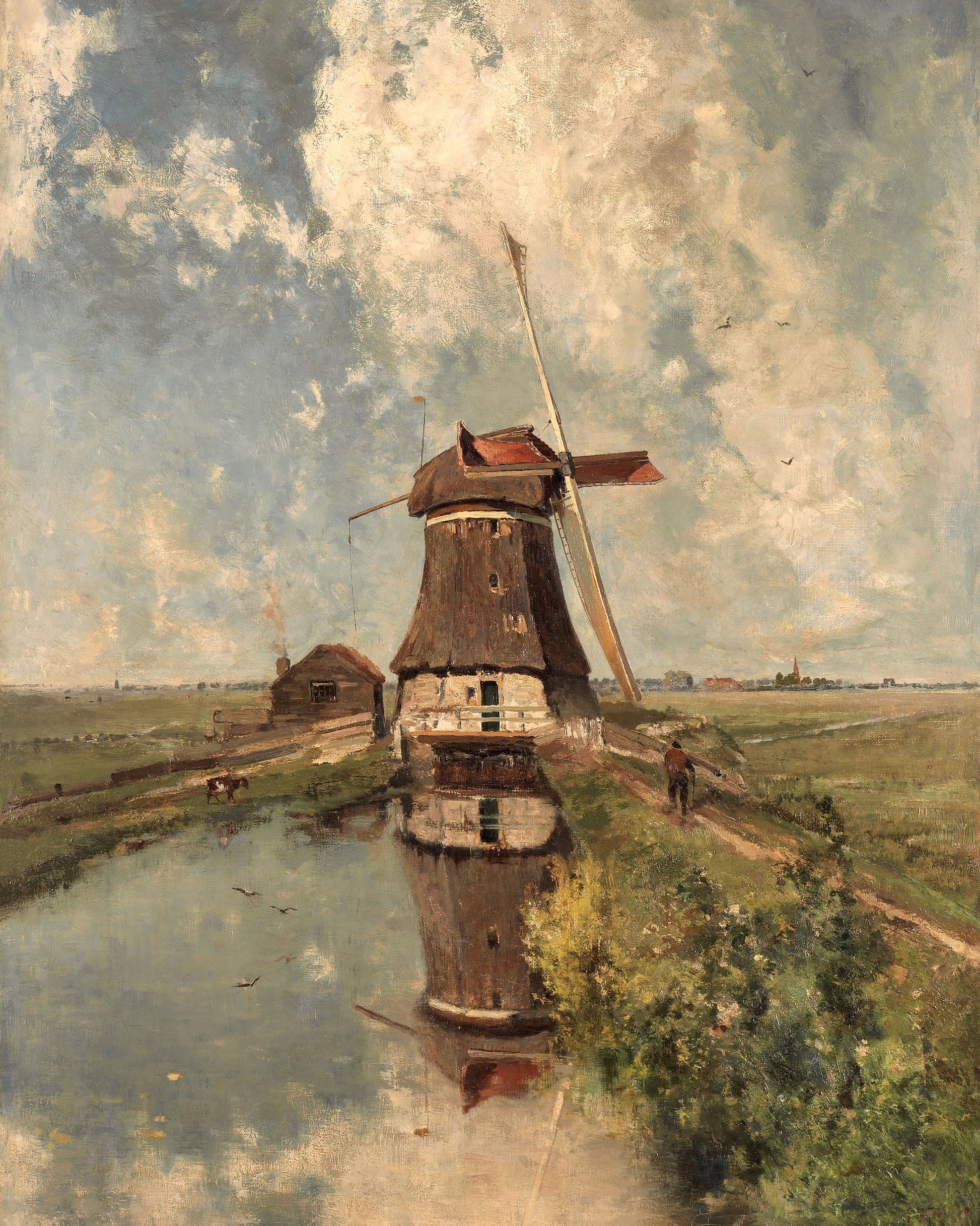 Art print of A Windmill on a Polder Waterway, Known as 'In the Month of July' by Paul Gabriel, c. 1889