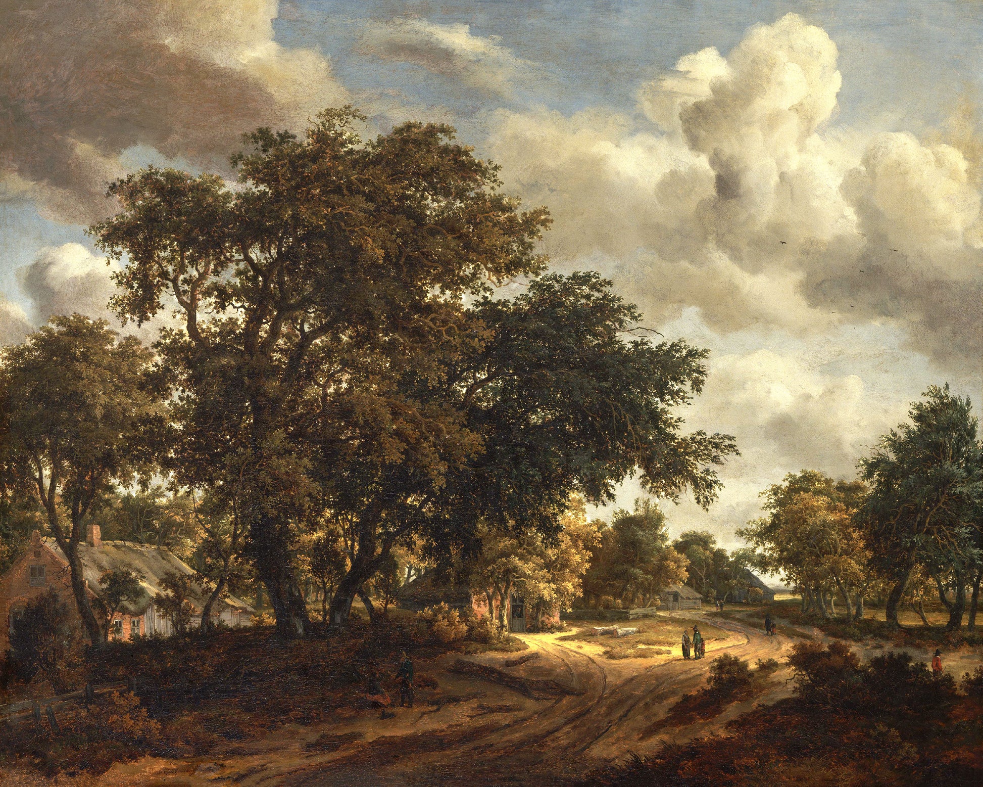 Art print of Landscape with a Wooded Road by Meindert Hobbema, 1662