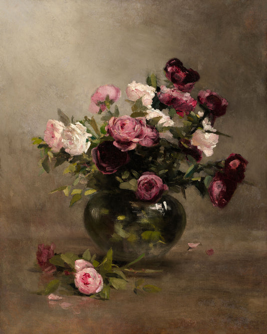Art print of Vase of Roses by Eva Gonzales, c. early 1870s