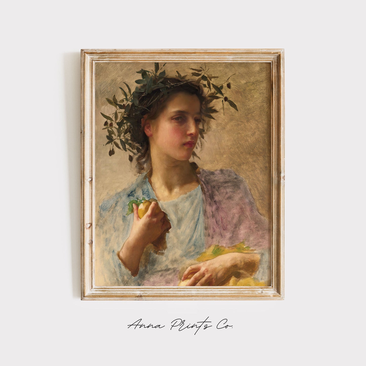 Vintage art print of l’été, Summer) by Bouguereau displayed in wooden frame