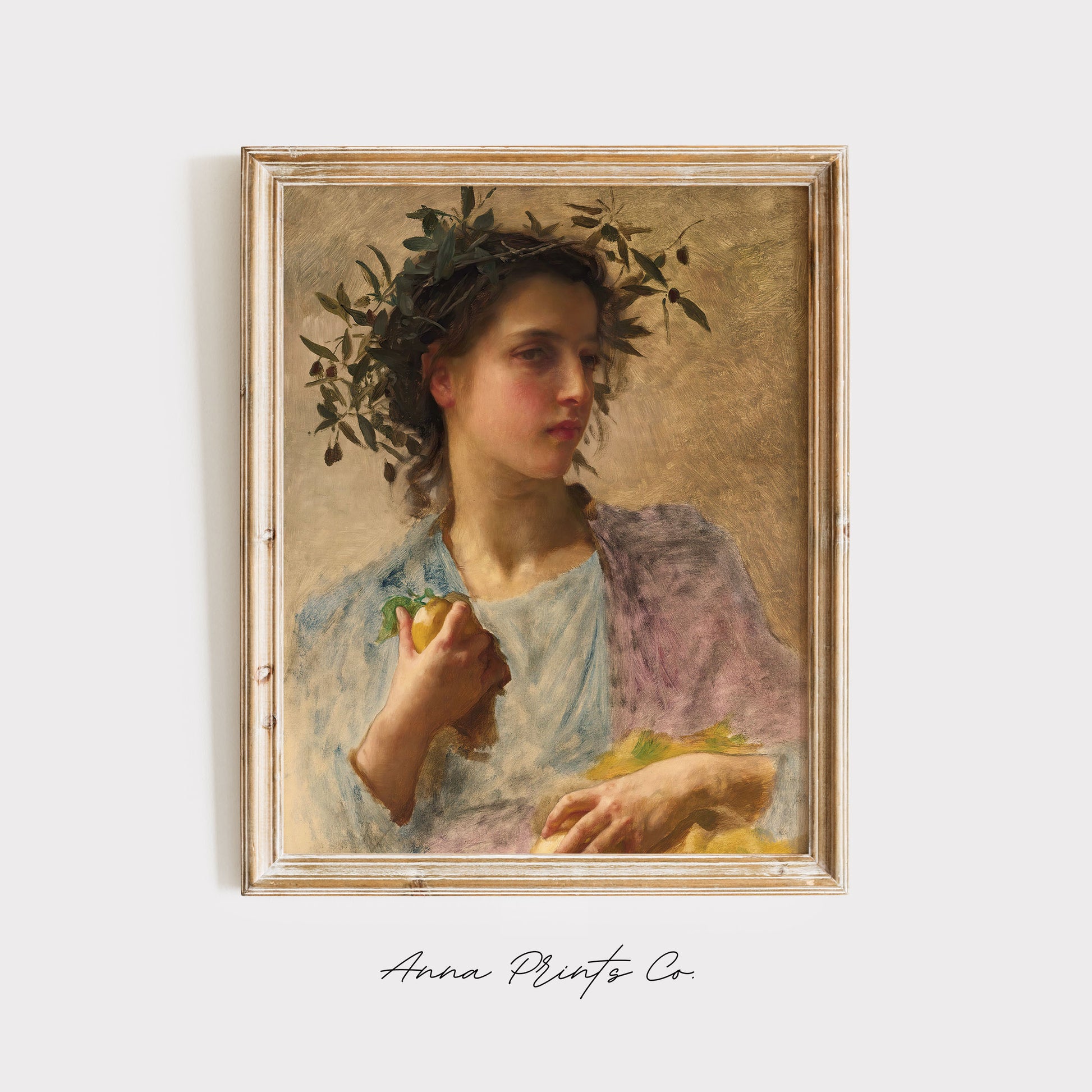 Vintage art print of l’été, Summer) by Bouguereau displayed in wooden frame