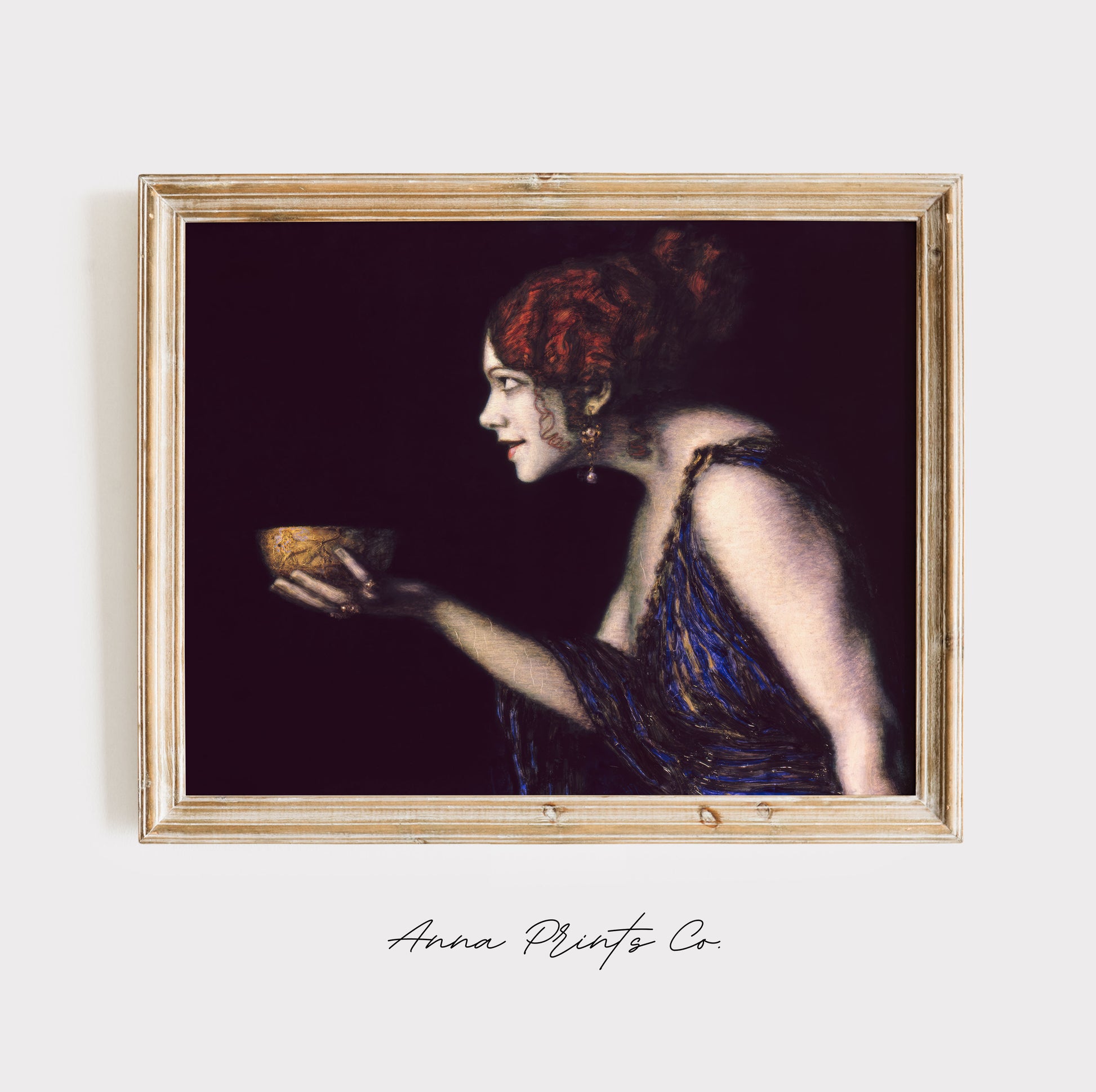 Vintage art print of Tilla Durieux as Circe Artwork displayed in wooden frame