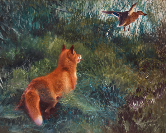 Art print of Fox and Mallard by Bruno Liljefors, 1912