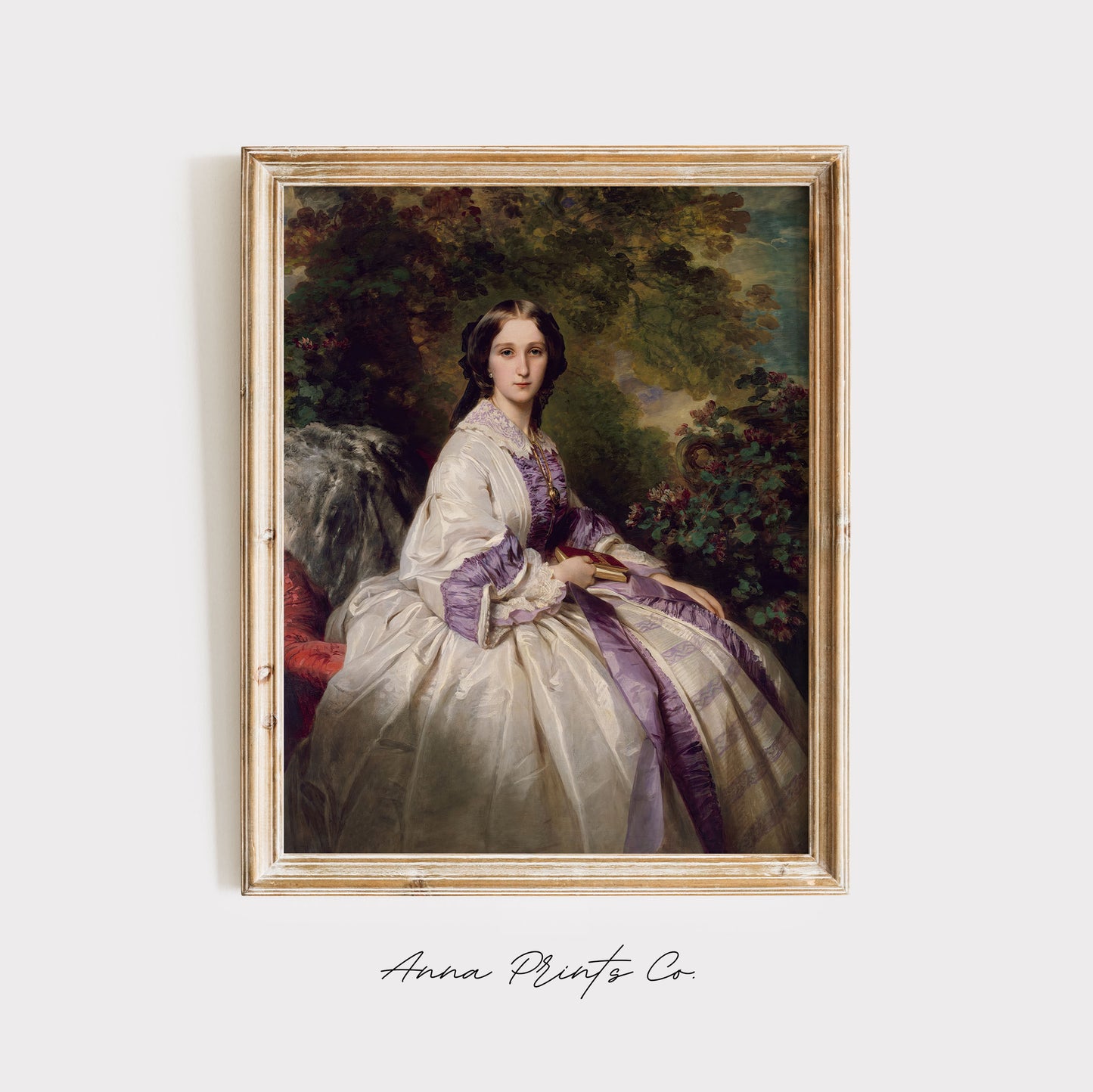 Vintage art print of Countess Alexander Lamsdorff Painting displayed in wooden frame
