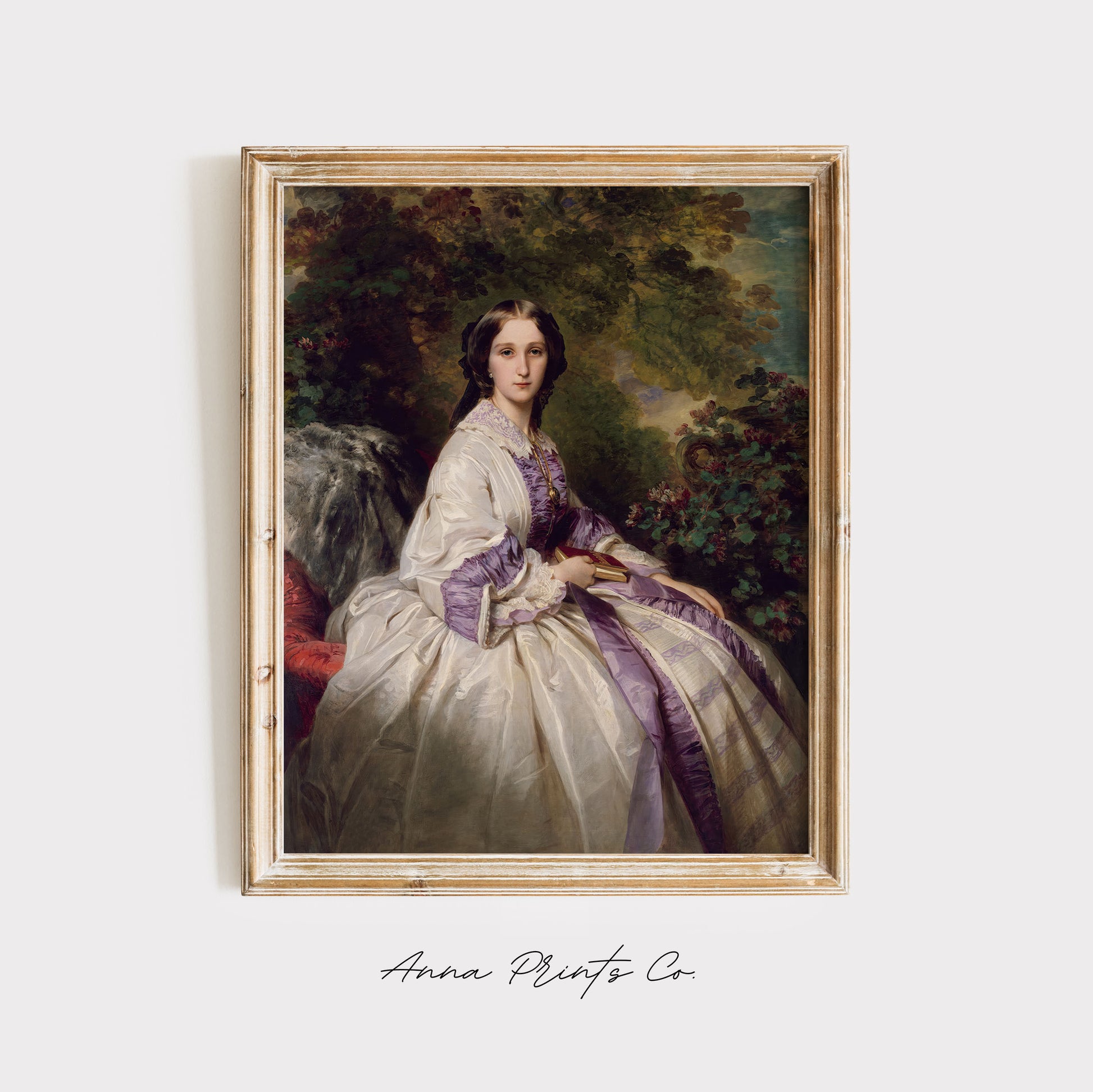 Vintage art print of Countess Alexander Lamsdorff Painting displayed in wooden frame