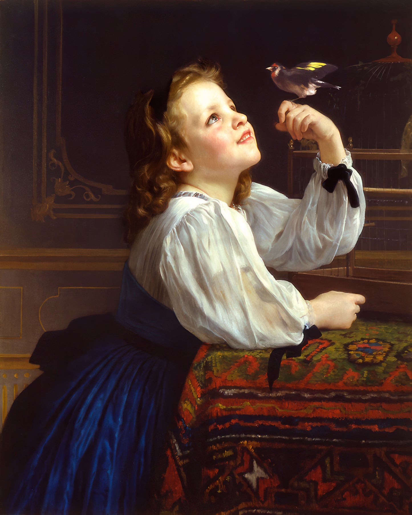 Art print of The Pet Bird by William Bouguereau, 1867