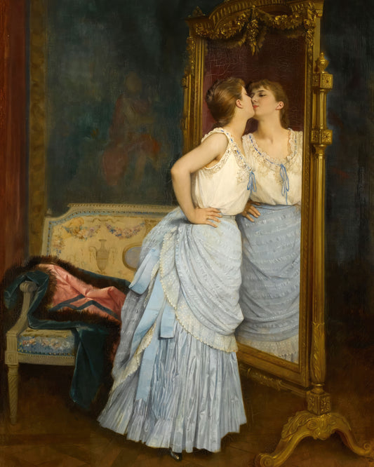 Art print of The Mirror by Auguste Toulmouche, 1888