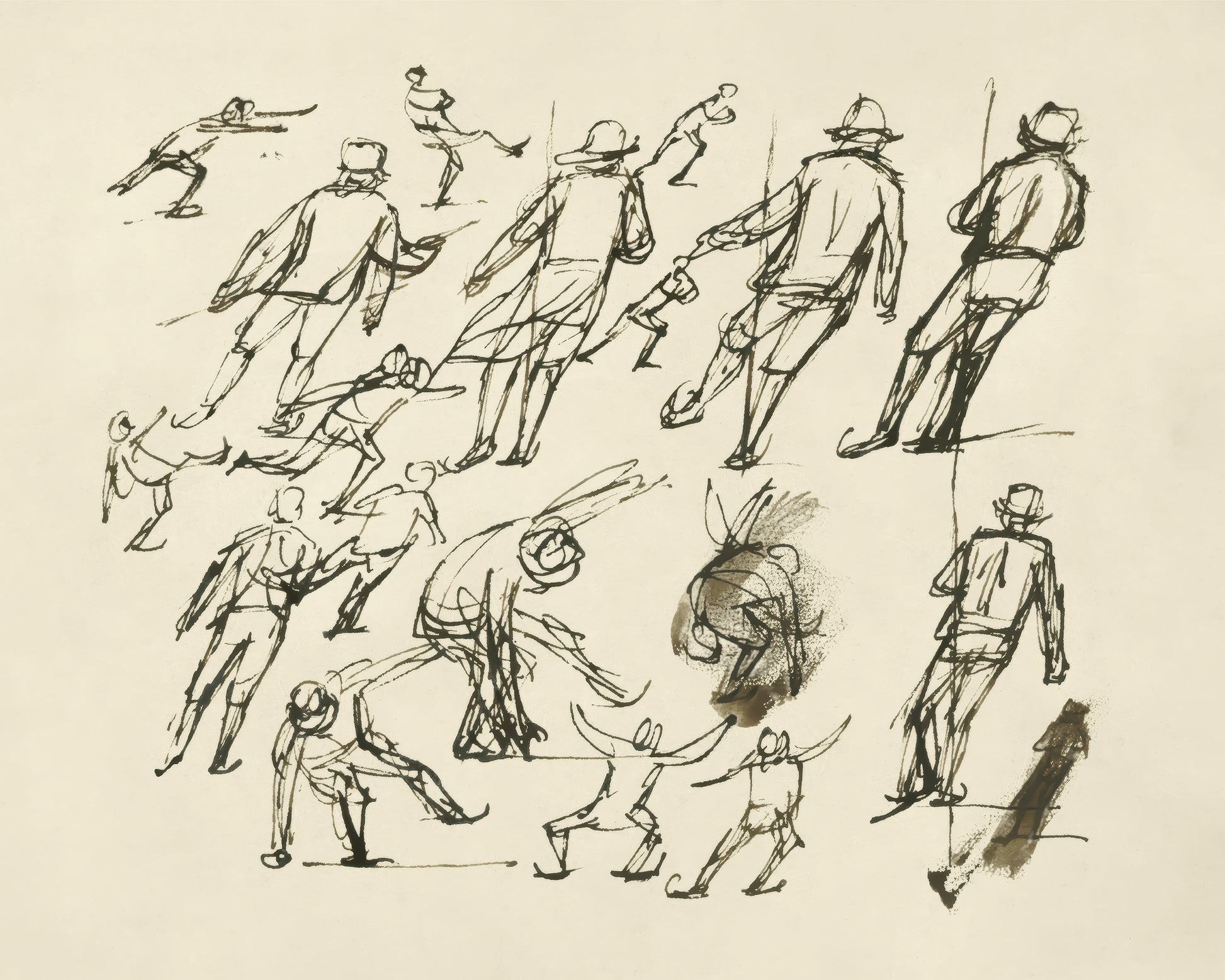 Art print of Study sheet with Skate Riders by Simon Andreas Krausz, 1760-1825