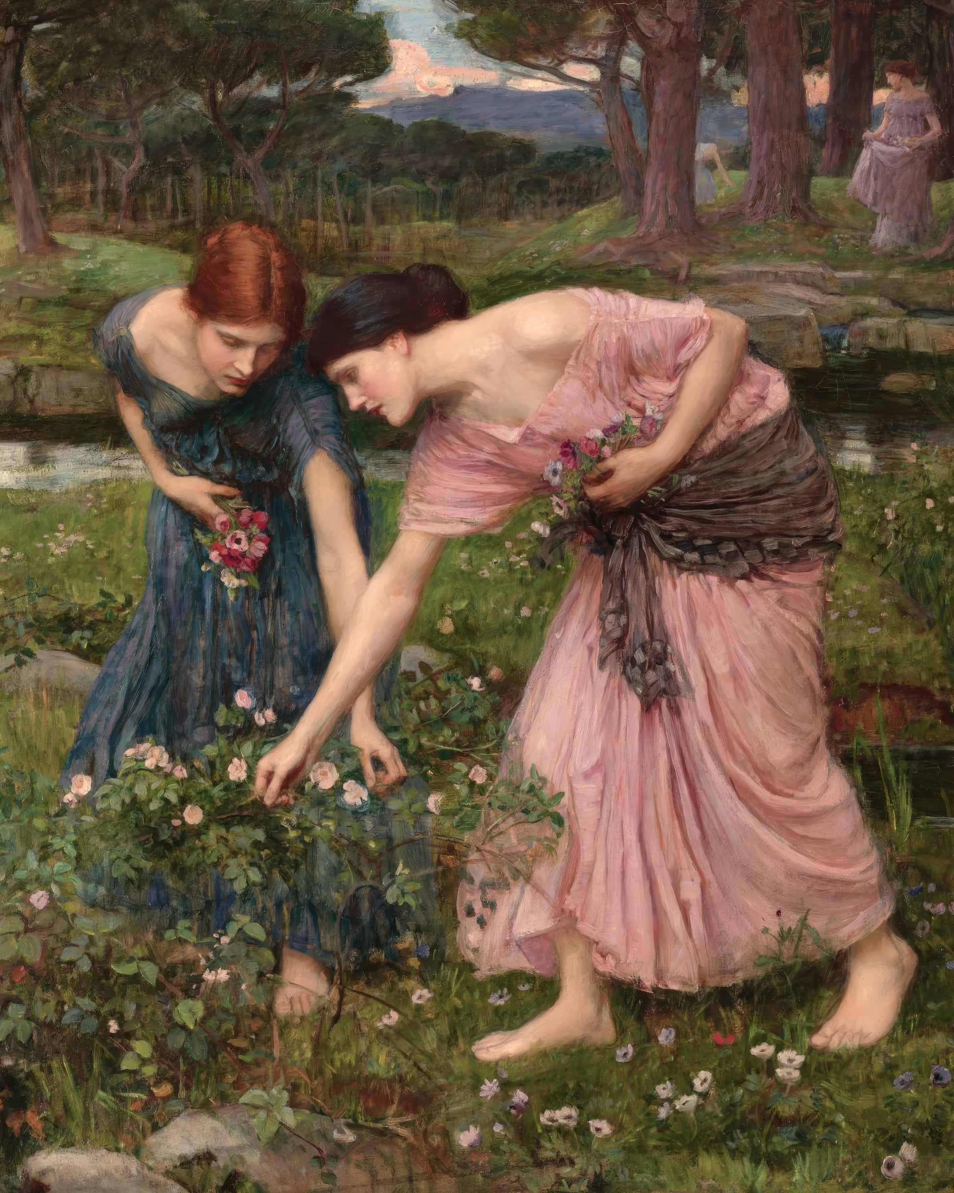 Art print of Gather Ye Rosebuds while Ye May by John William Waterhouse, 1909