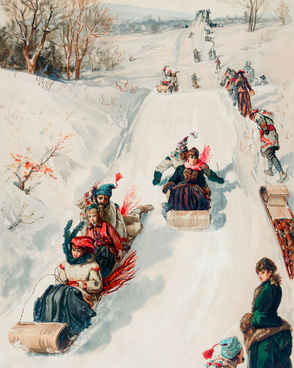 Art print of Tobogganing by Henry Sandham, 1886