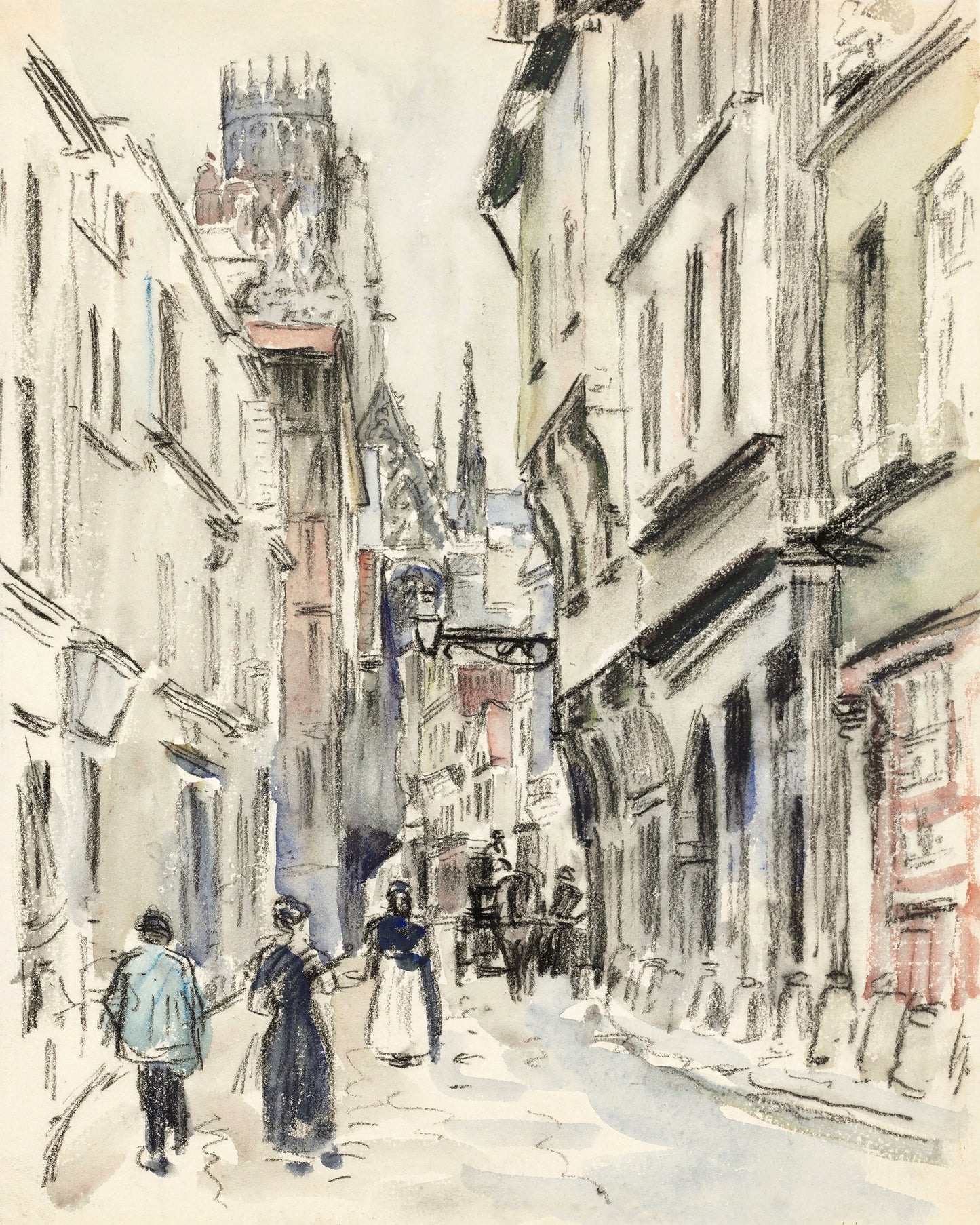 Art print of Rue Damiette, Rouen by Camille Pissarro, c. 1884.
