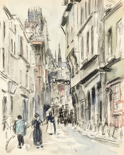Art print of Rue Damiette, Rouen by Camille Pissarro, c. 1884.
