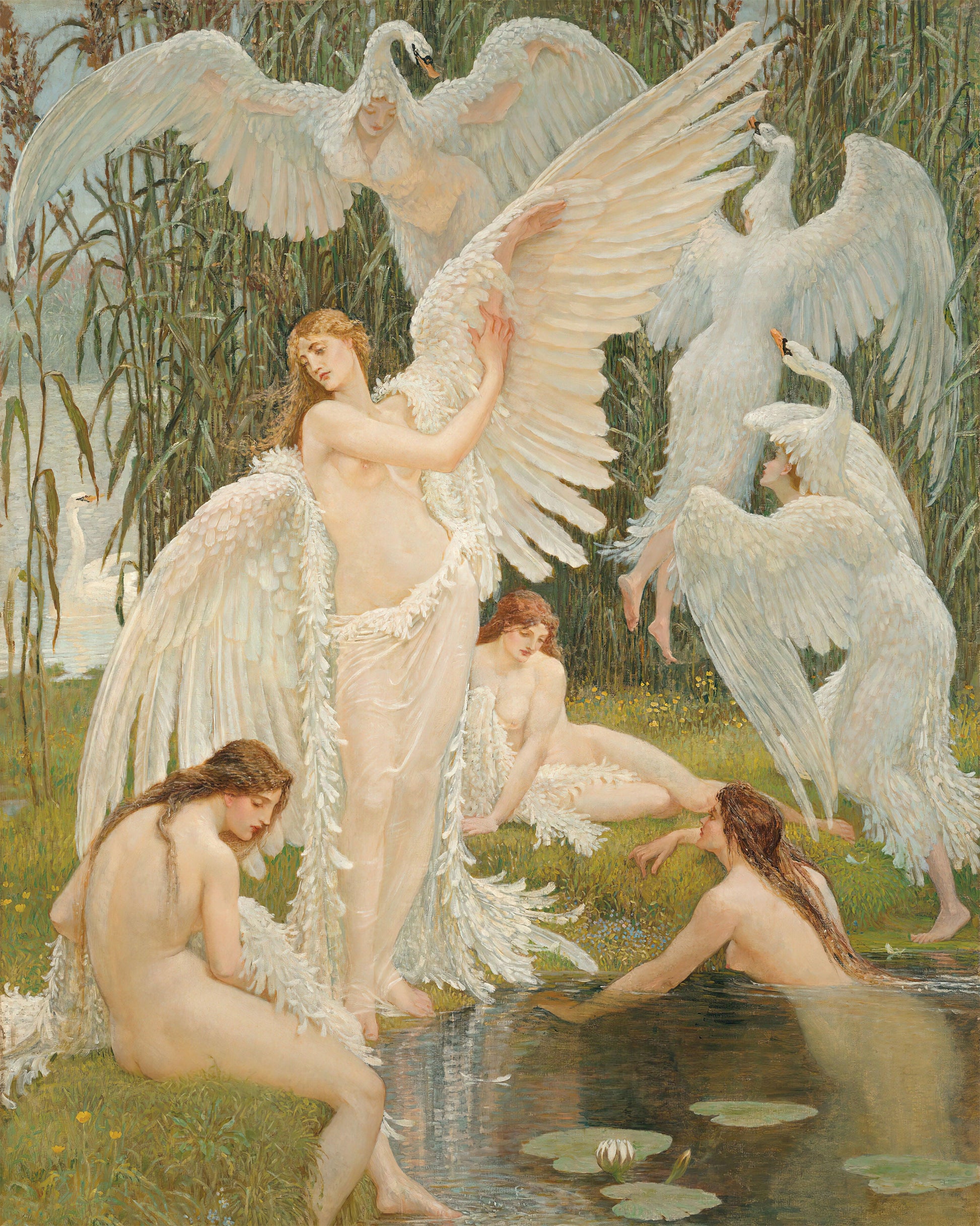 Art print of The Swan Maidens by Walter Crane, 1894