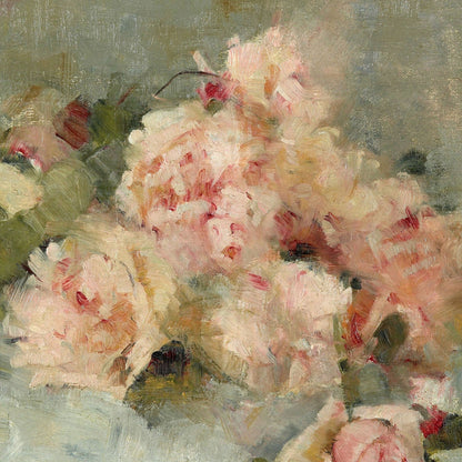 Oil painting of pink flowers with a textured background