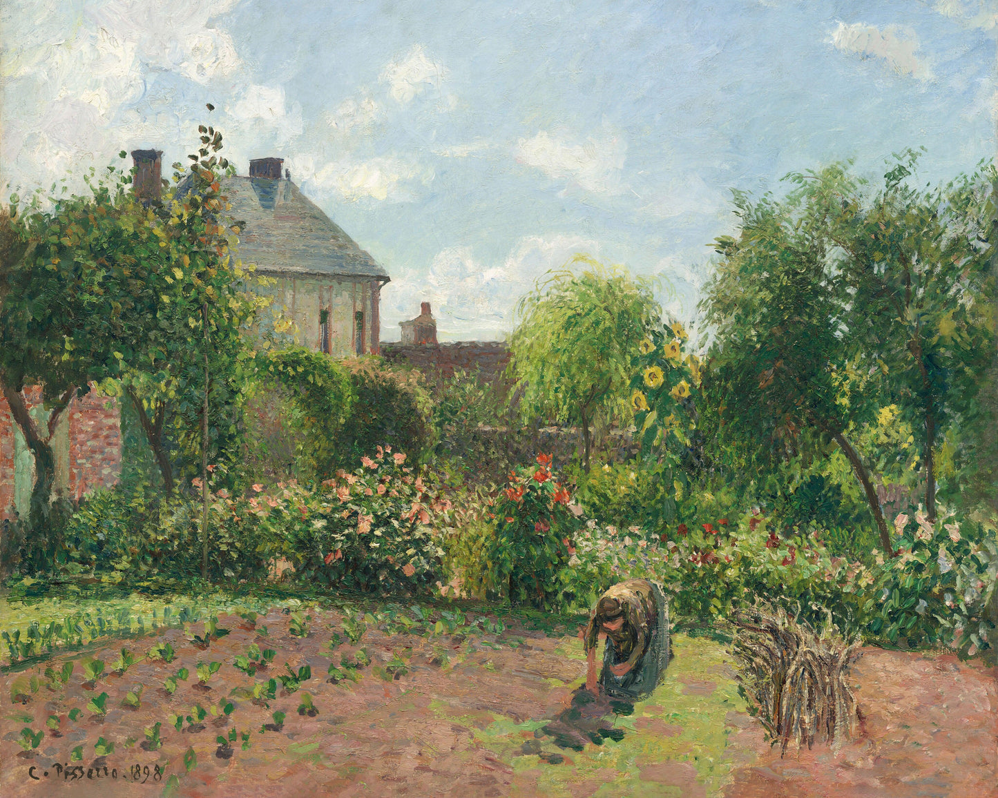 Art print of The Artist's Garden at Eragny by Camille Pissarro, 1898