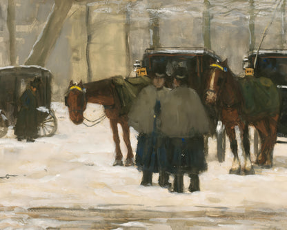 Art print of Carriages and Coachmen in the Snow by Floris Arntzenius, 1864-1925