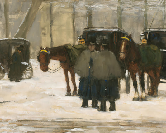 Art print of Carriages and Coachmen in the Snow by Floris Arntzenius, 1864-1925