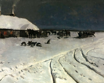 Art print of Winter night in Ukraine by Jozef Chelmonski, 1877