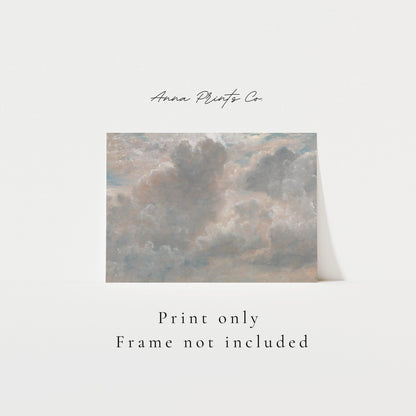 Vintage art print of Cloud Study #5 by Constable with text overlay stating frame not included